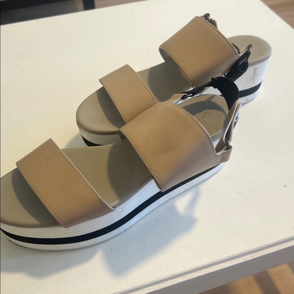 Via Spiga Tan and Black Platform Sandals - Picture 5 of 7